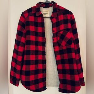 Sherpa Boyfriend Fit Plaid Flannel canadienne polaire Bluenotes Chemise carreaux